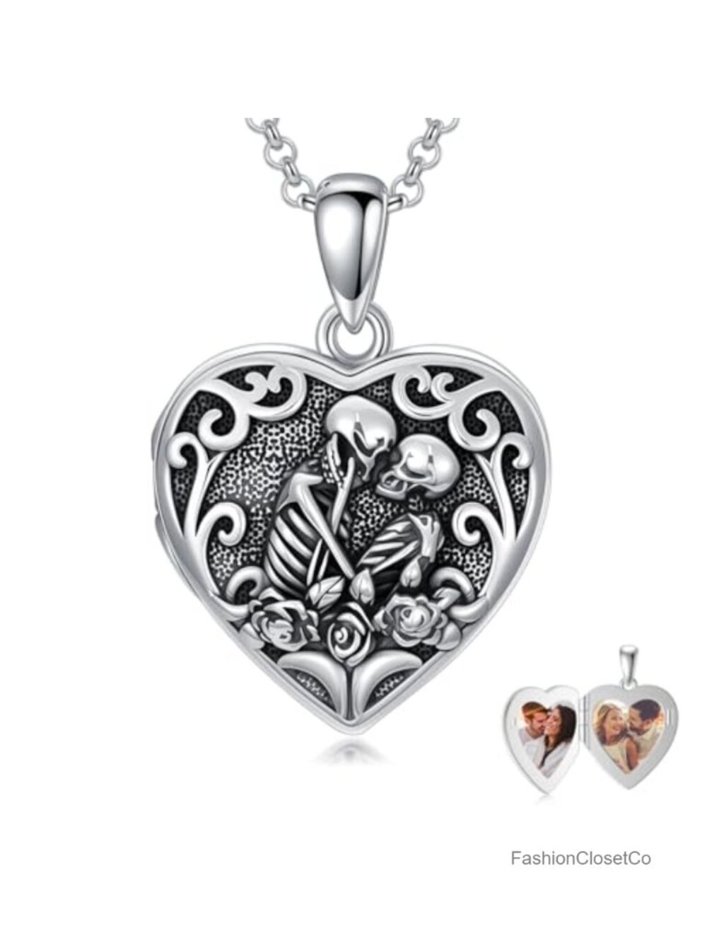 925 Sterling Silver Personalized Heart Locket Necklace Photo Picture Pendant